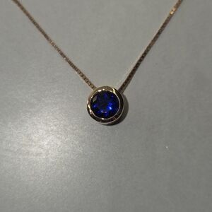 Solid 10K Rose Gold And Sapphire Pendant Necklace